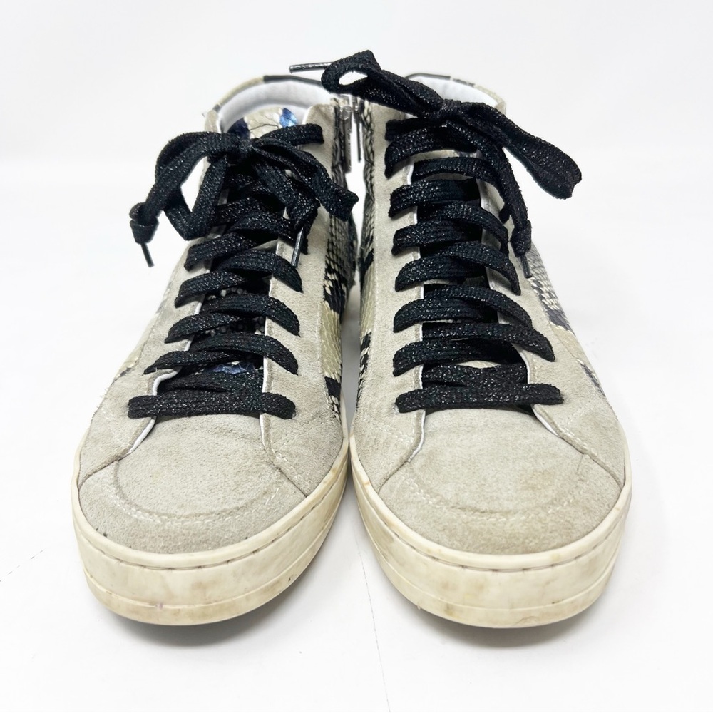 P448 WHIPY PYTHON TAUPE BLACK SNAKESKIN SKATE HIGH TOP SNEAKERS WOMENS SZ 7 - Picture 3 of 6